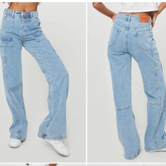 Princess Polly Denim - Princess Polly Chad Mid Rise Cargo Jeans Size US 4